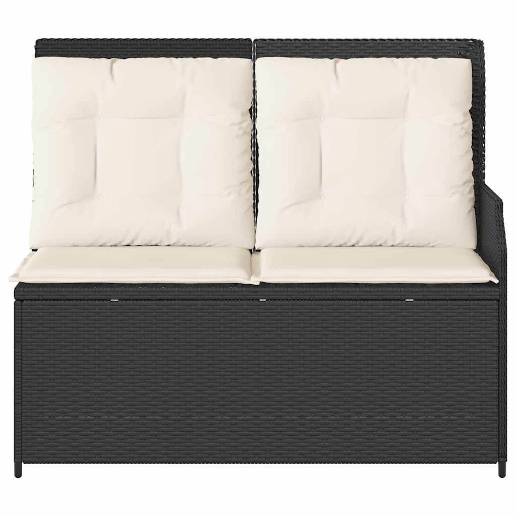 Gartenbank mit Kissen Schwarz Poly Rattan