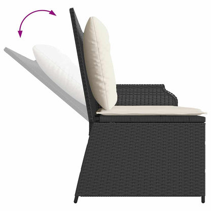 Gartenbank mit Kissen Schwarz Poly Rattan