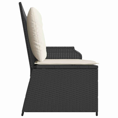 Gartenbank mit Kissen Schwarz Poly Rattan