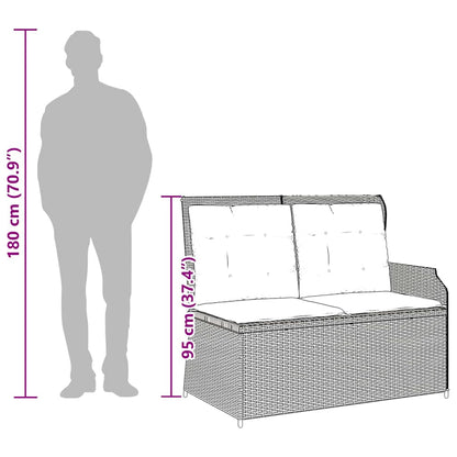 Gartenbank mit Kissen Schwarz Poly Rattan