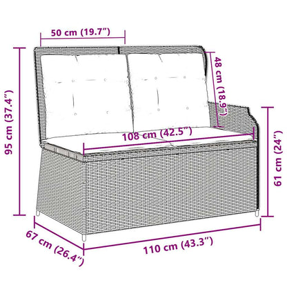 Gartenbank mit Kissen Schwarz Poly Rattan