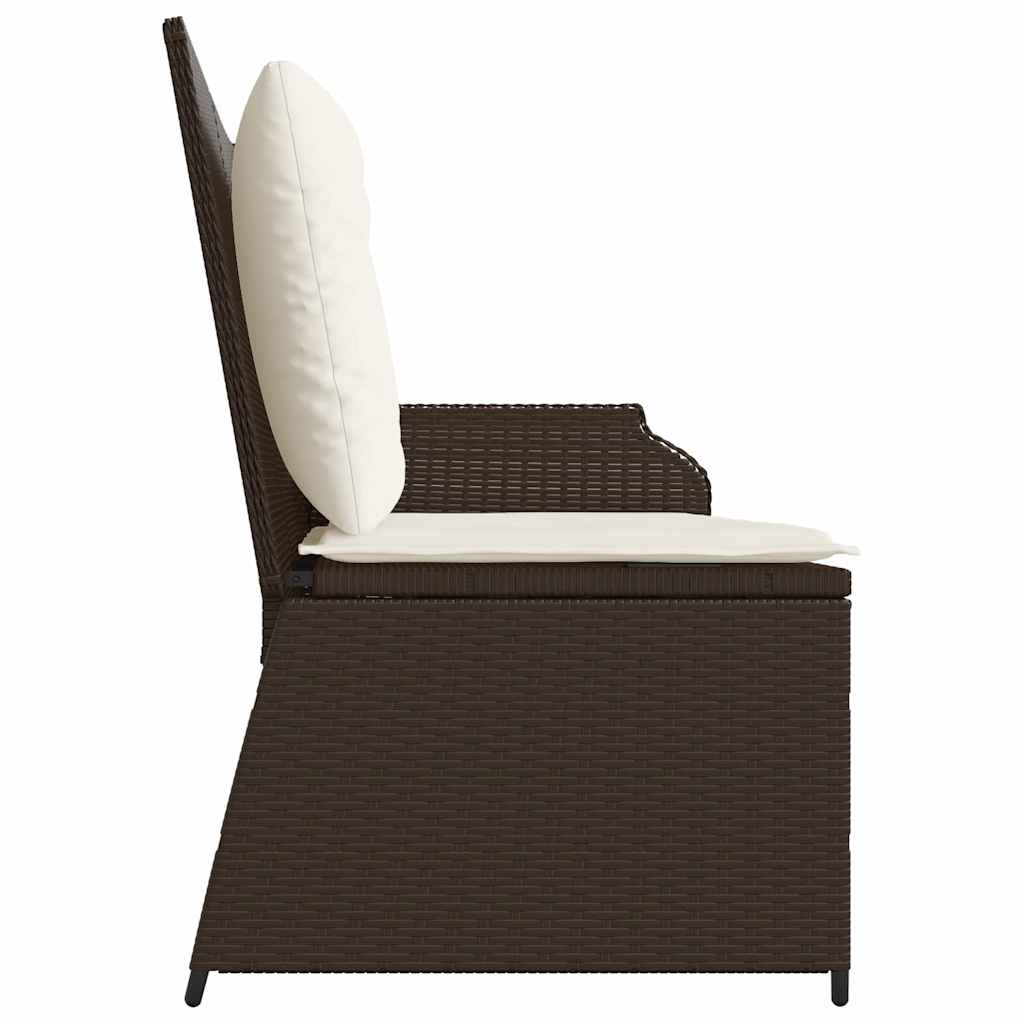 Gartenbank mit Kissen Braun Poly Rattan