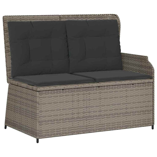 Gartenbank mit Kissen Grau Poly Rattan