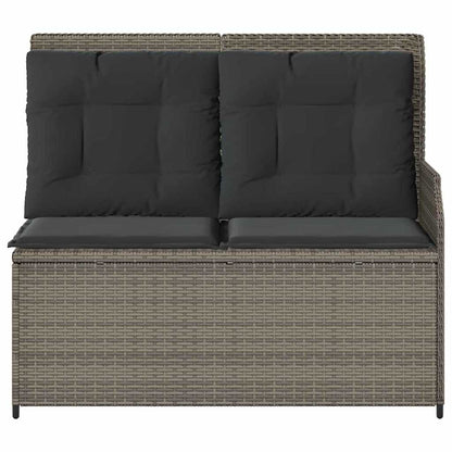 Gartenbank mit Kissen Grau Poly Rattan