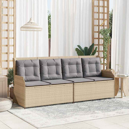 Gartenbank mit Kissen Beige Poly Rattan