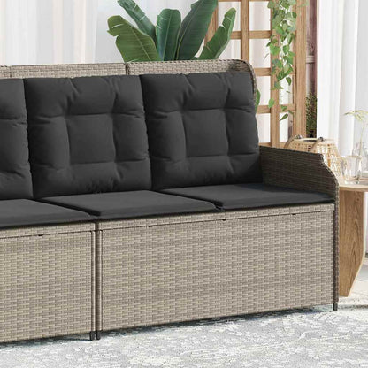 Gartenbank mit Kissen Hellgrau Poly Rattan