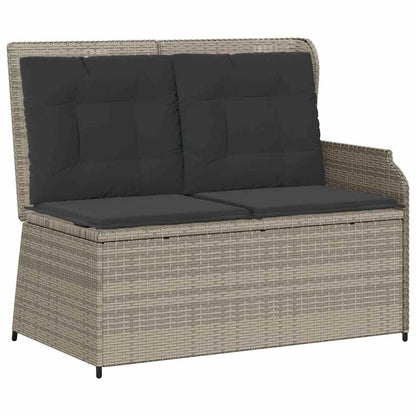 Gartenbank mit Kissen Hellgrau Poly Rattan