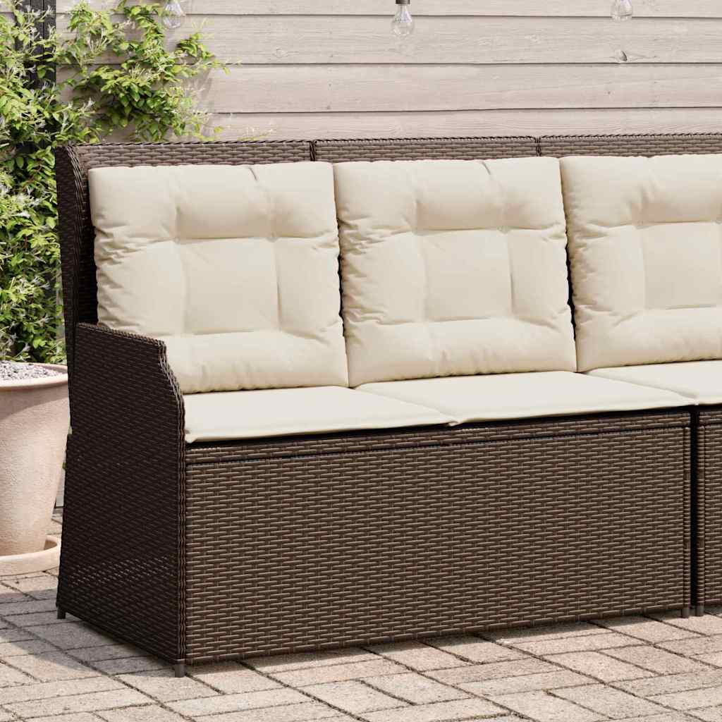Gartenbank mit Kissen Braun Poly Rattan