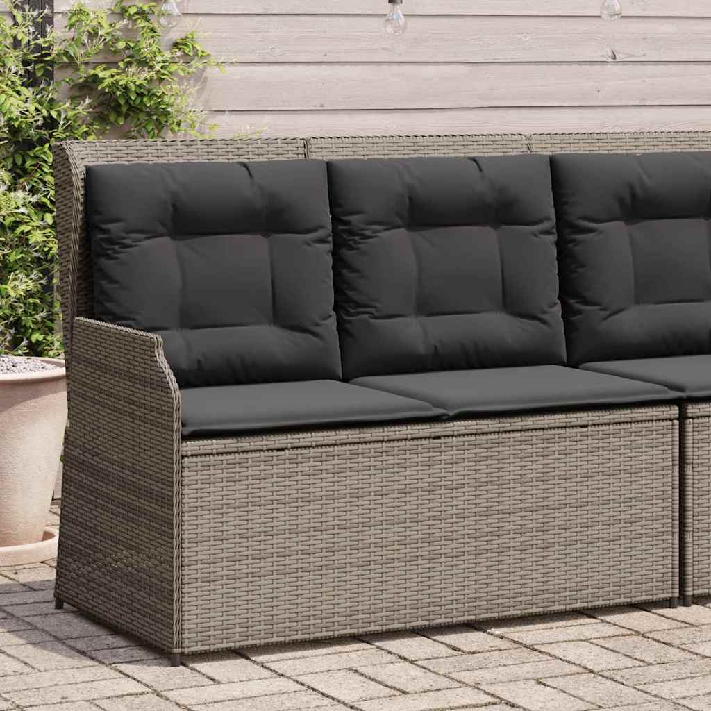 Gartenbank mit Kissen Grau Poly Rattan