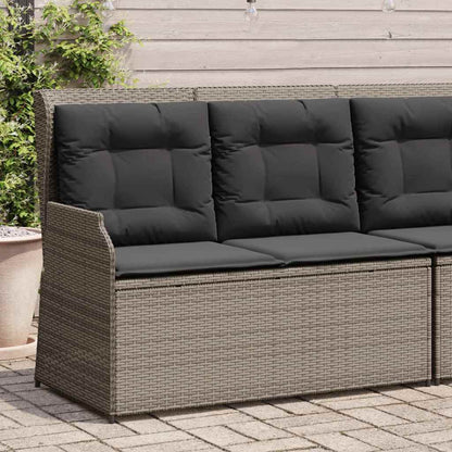 Gartenbank mit Kissen Grau Poly Rattan