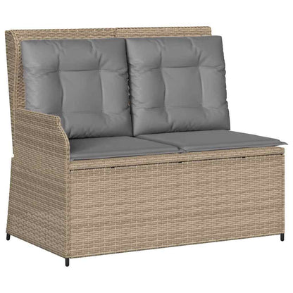 Gartenbank mit Kissen Beige Poly Rattan
