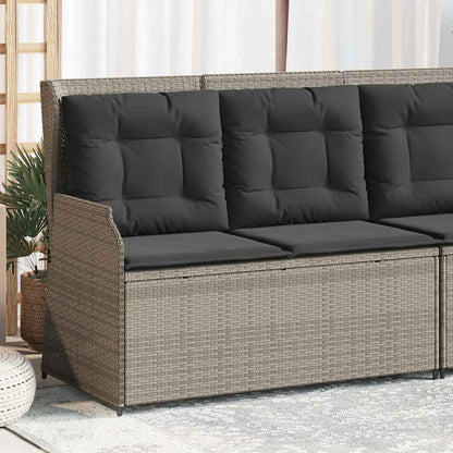 Gartenbank mit Kissen Hellgrau Poly Rattan