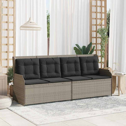 Gartenbank mit Kissen Hellgrau Poly Rattan