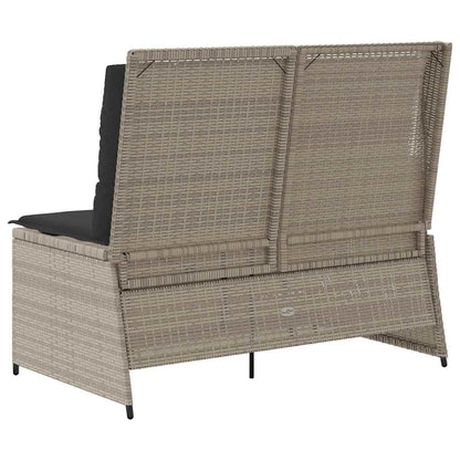 Gartenbank mit Kissen Hellgrau Poly Rattan