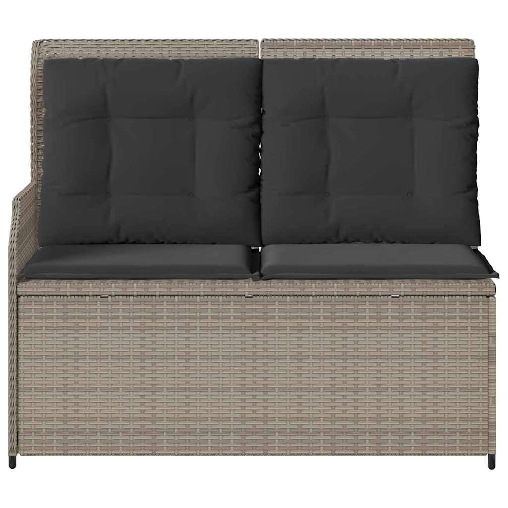 Gartenbank mit Kissen Hellgrau Poly Rattan