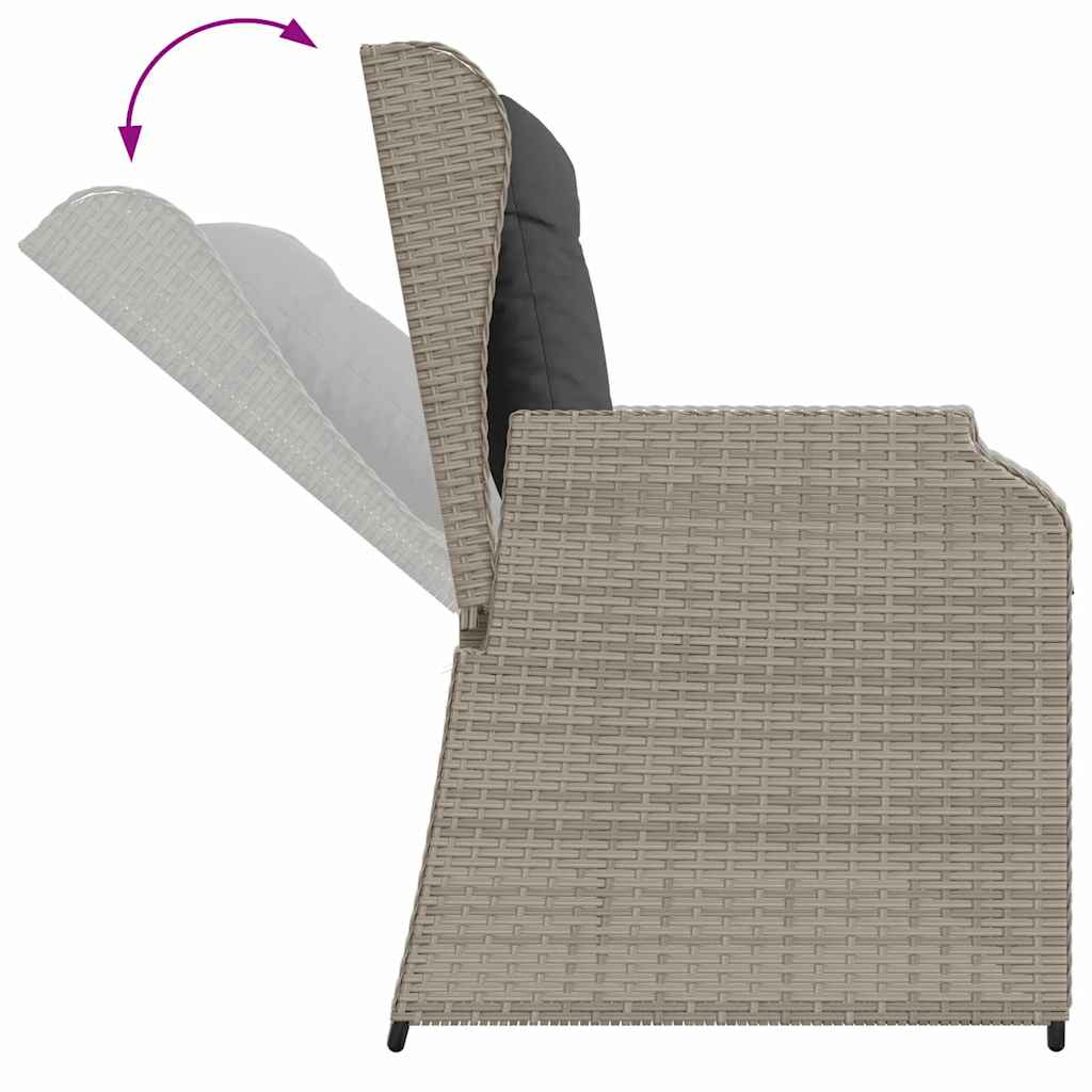 Gartenbank mit Kissen Hellgrau Poly Rattan