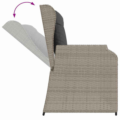 Gartenbank mit Kissen Hellgrau Poly Rattan