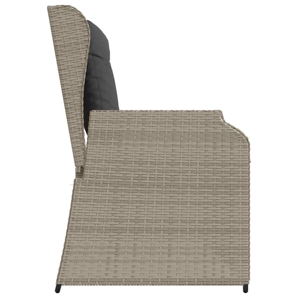 Gartenbank mit Kissen Hellgrau Poly Rattan