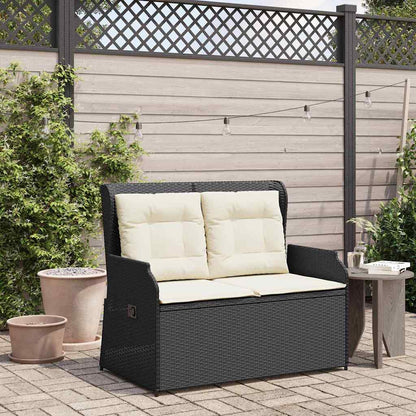 Gartenbank mit Kissen Schwarz Poly Rattan