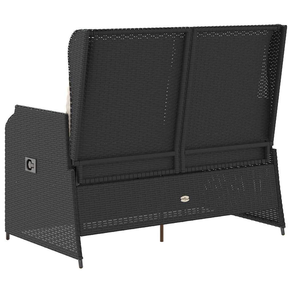 Gartenbank mit Kissen Schwarz Poly Rattan