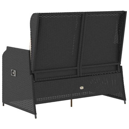 Gartenbank mit Kissen Schwarz Poly Rattan