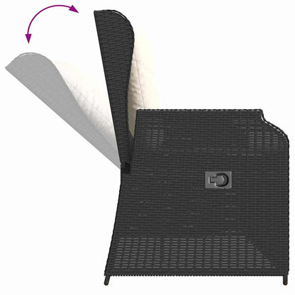 Gartenbank mit Kissen Schwarz Poly Rattan