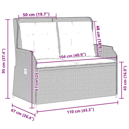 Gartenbank mit Kissen Schwarz Poly Rattan