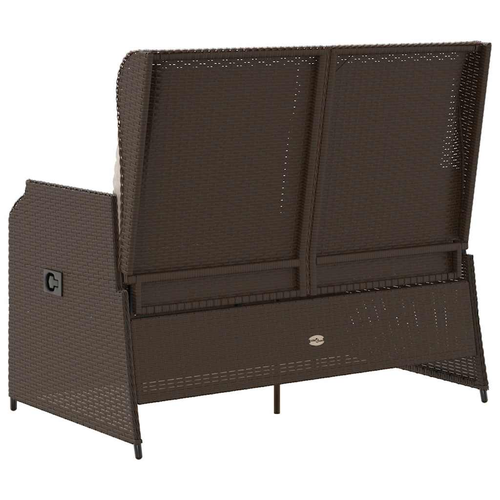 Gartenbank mit Kissen Braun Poly Rattan