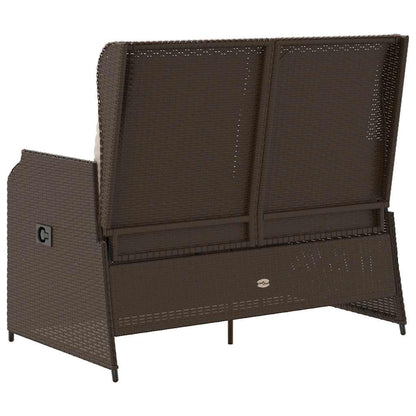 Gartenbank mit Kissen Braun Poly Rattan