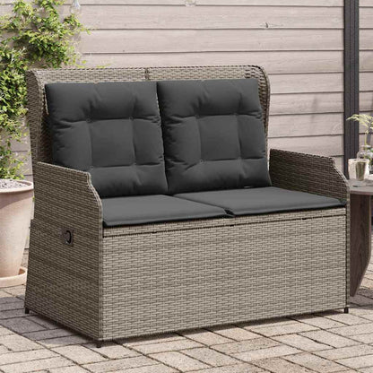 Gartenbank mit Kissen Grau Poly Rattan