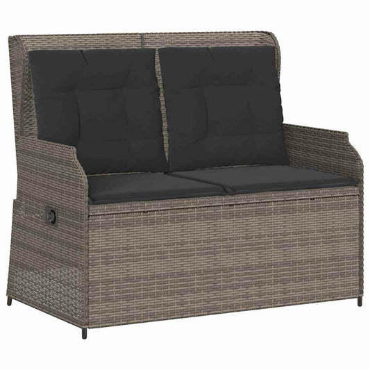 Gartenbank mit Kissen Grau Poly Rattan