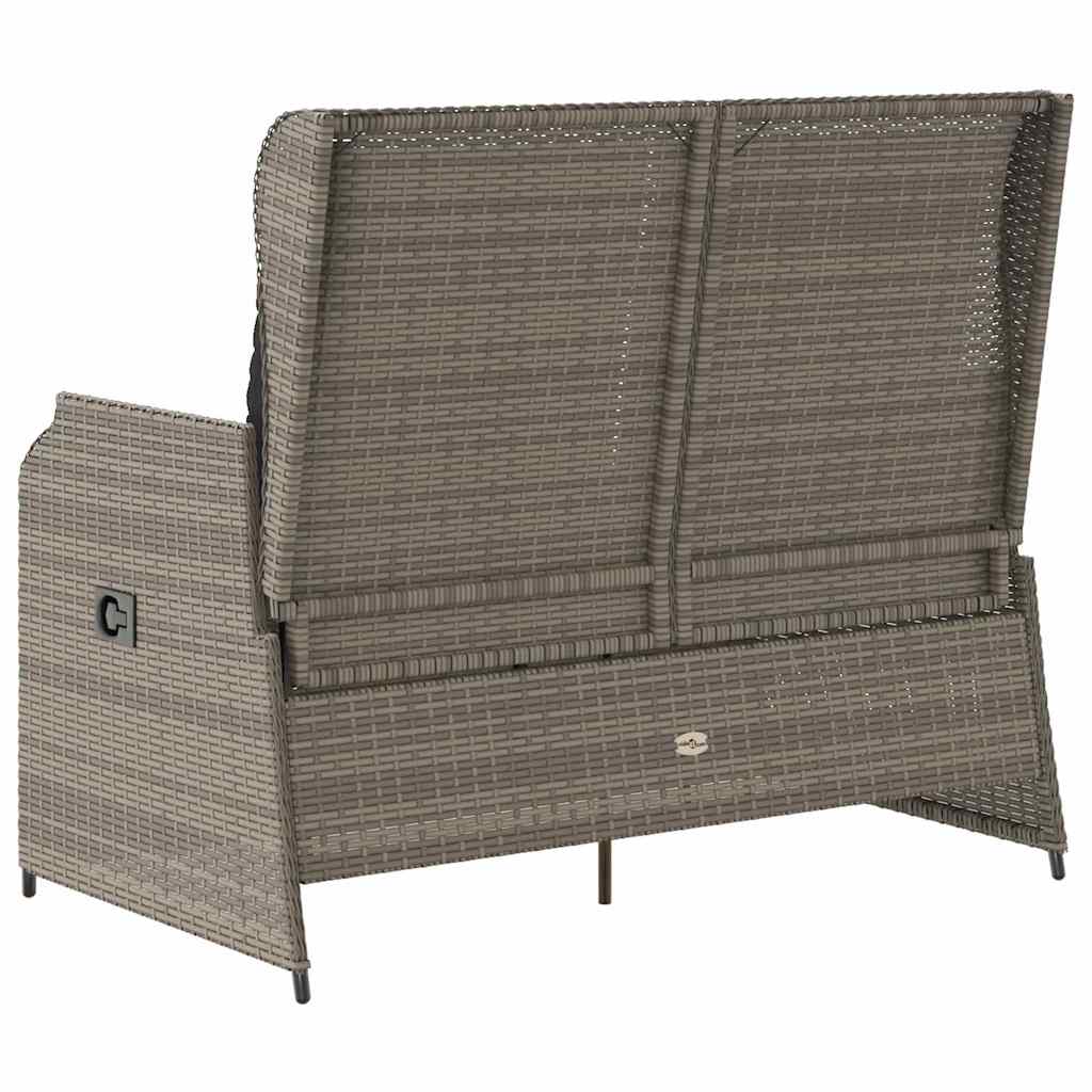 Gartenbank mit Kissen Grau Poly Rattan