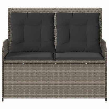 Gartenbank mit Kissen Grau Poly Rattan