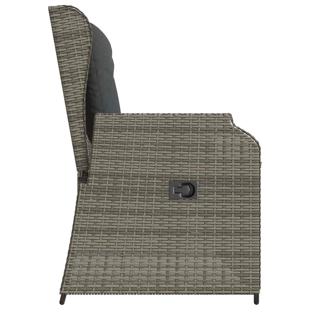 Gartenbank mit Kissen Grau Poly Rattan