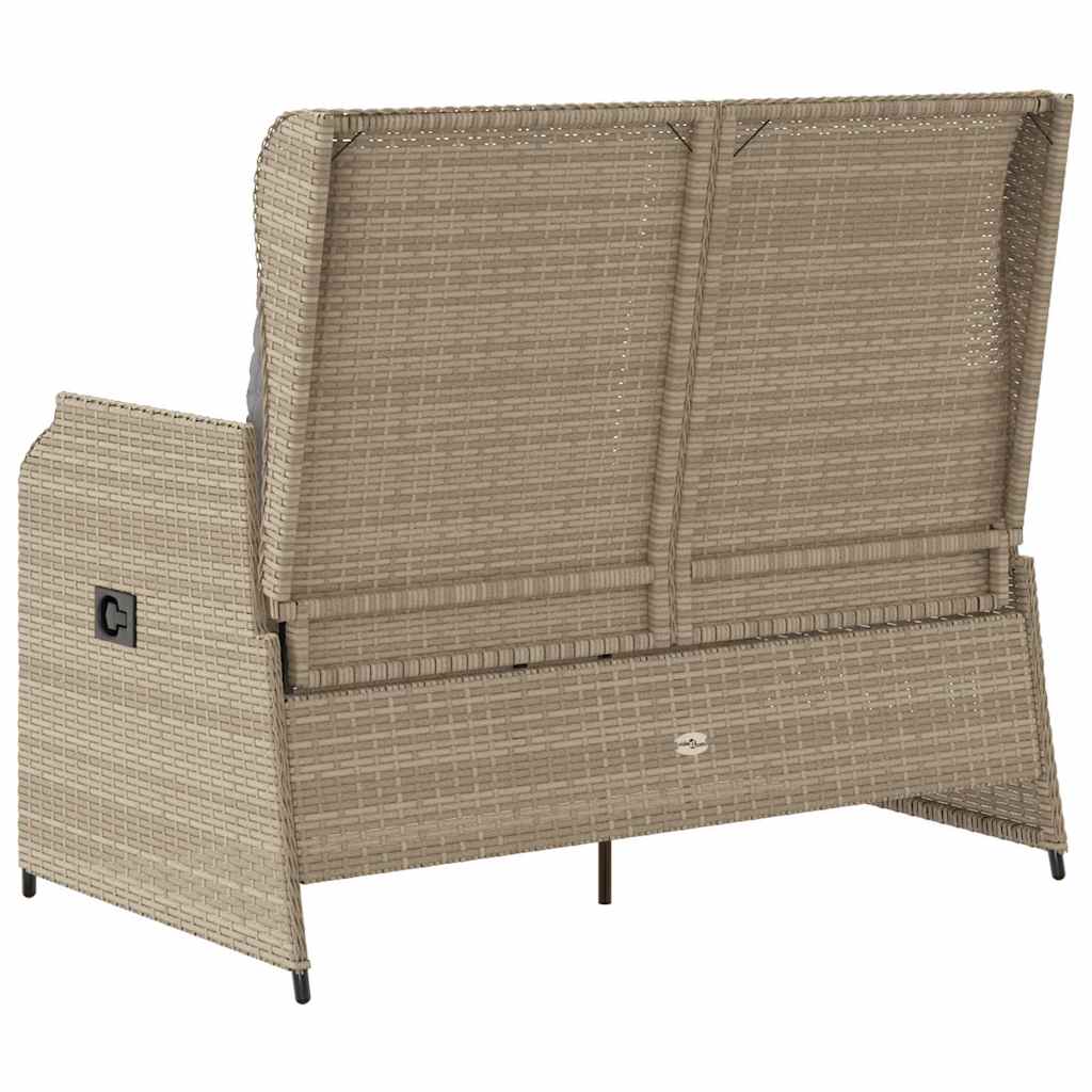 Gartenbank mit Kissen Beige Poly Rattan