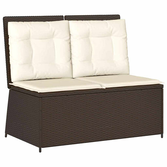 Gartenbank mit Kissen Braun Poly Rattan