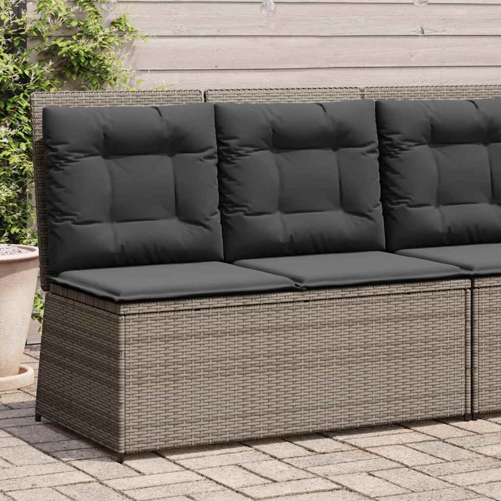 Gartenbank mit Kissen Grau Poly Rattan