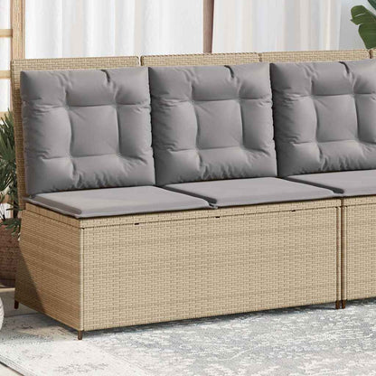 Gartenbank mit Kissen Beige Poly Rattan