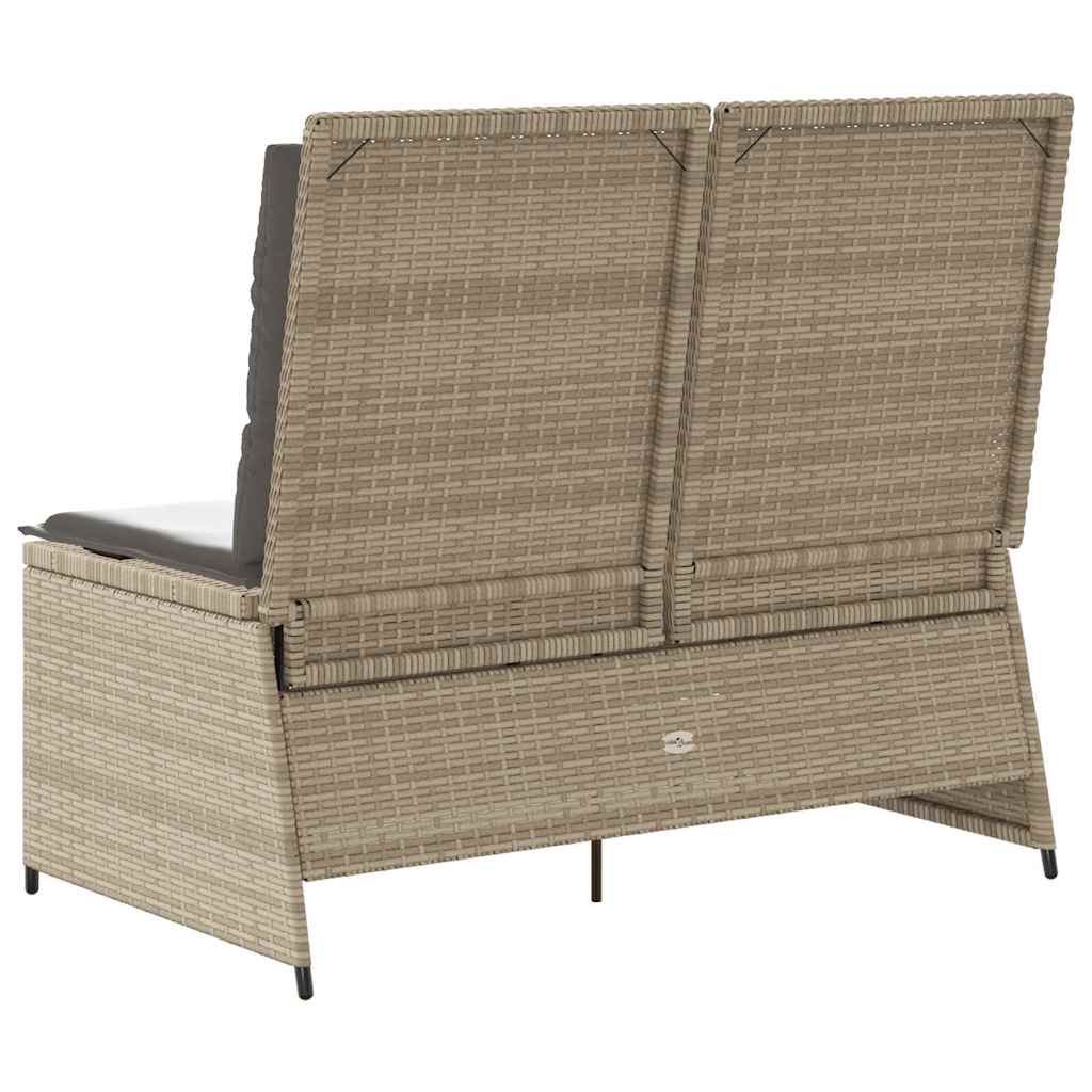 Gartenbank mit Kissen Beige Poly Rattan