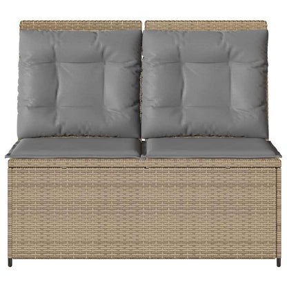 Gartenbank mit Kissen Beige Poly Rattan