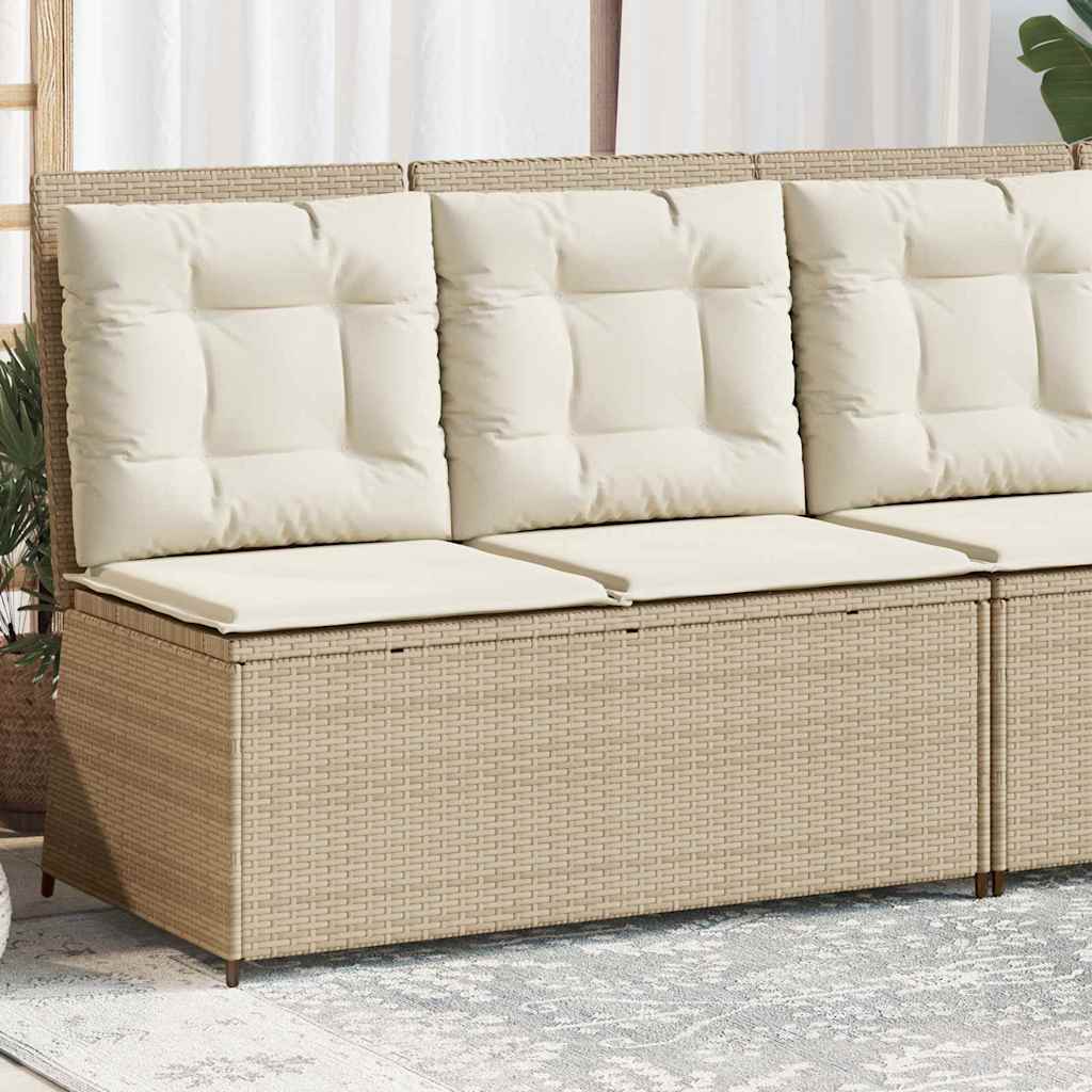 Gartenbank mit Kissen Beige Poly Rattan