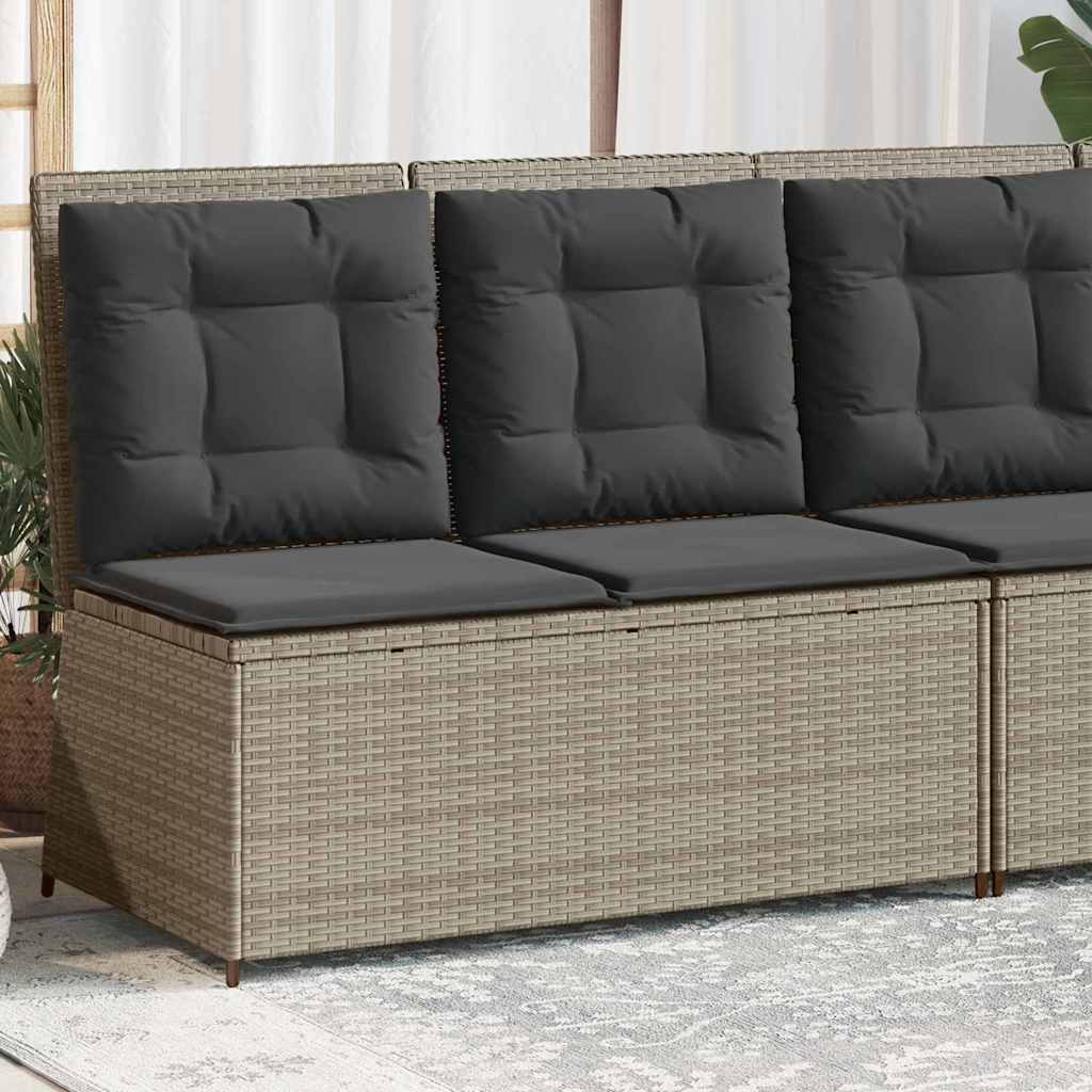 Gartenbank mit Kissen Hellgrau Poly Rattan