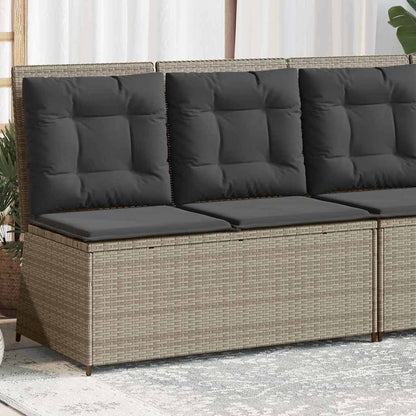 Gartenbank mit Kissen Hellgrau Poly Rattan