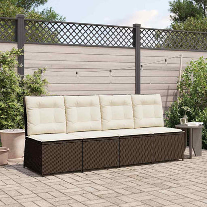 Gartensofa mit Kissen Braun Poly Rattan