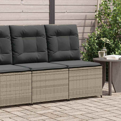 Gartensofa mit Kissen Grau Poly Rattan