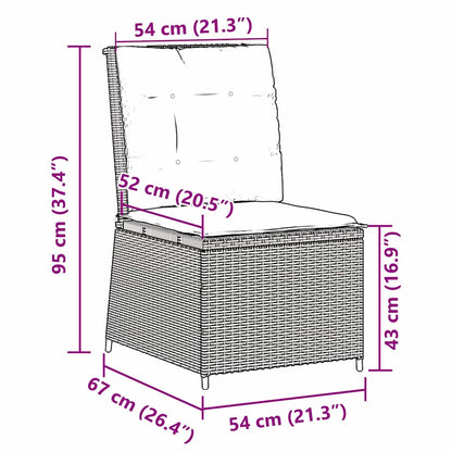 Gartensofa mit Kissen Grau Poly Rattan