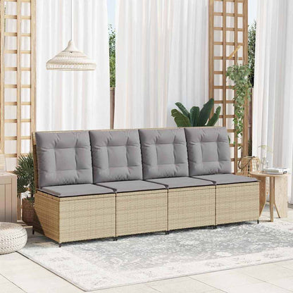 Gartensofa mit Kissen Beige Poly Rattan