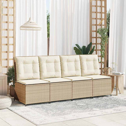 Gartensofa mit Kissen Beige Poly Rattan