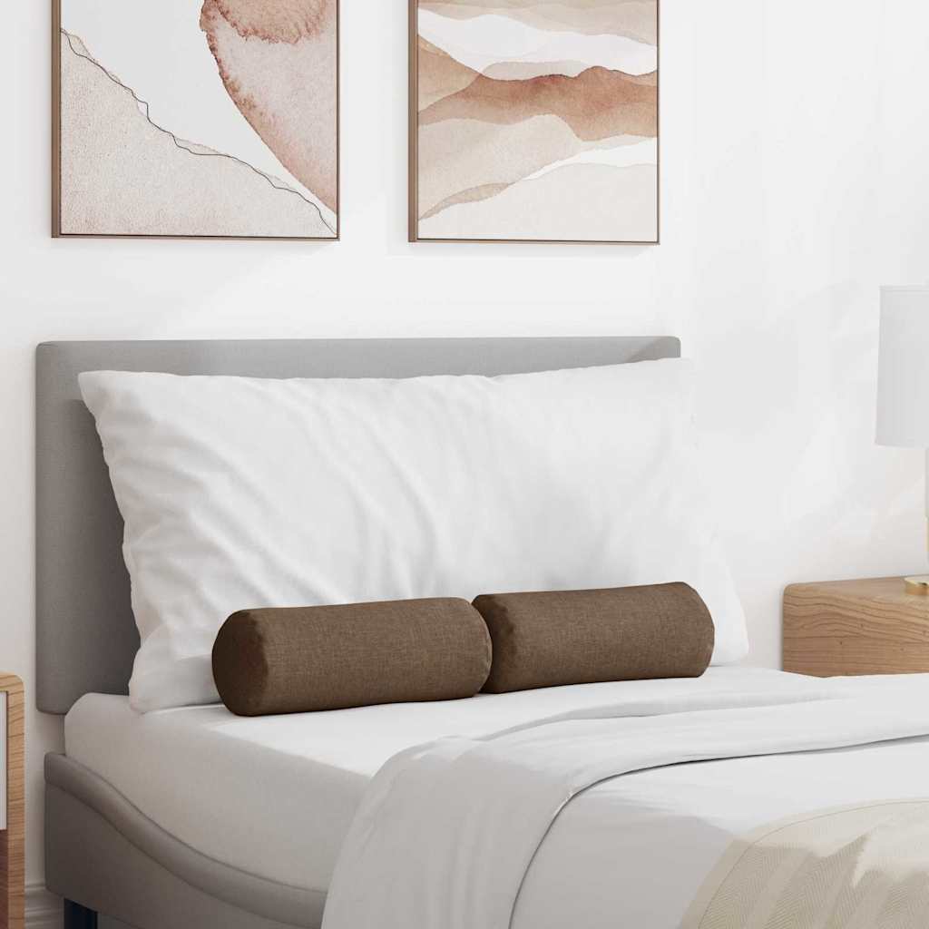 Bolsterkissen 2 pcs Braun Ø 15 x 40 cm Stoff