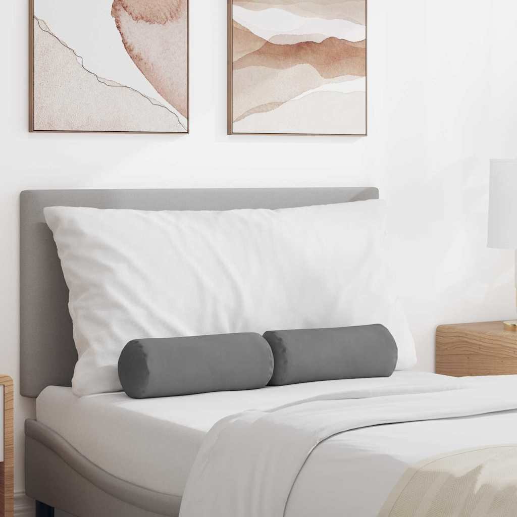 Bolsterkissen 2 pcs Dunkelgrau Ø 15 x 40 cm Mikrofaserstoff